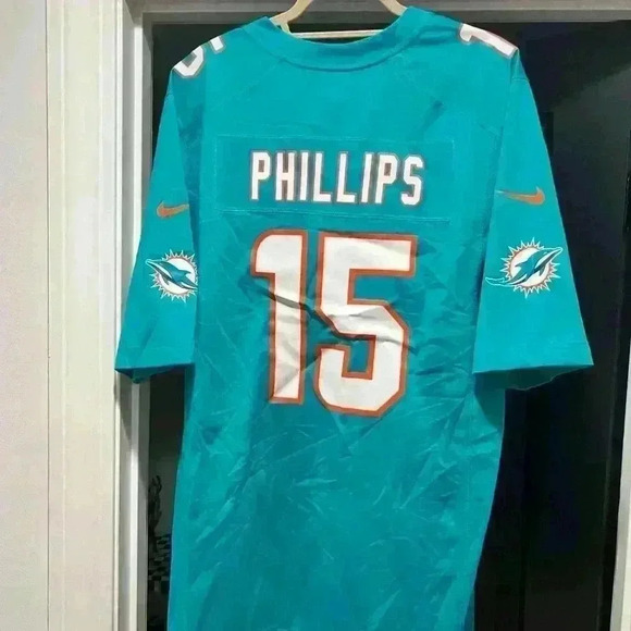 Nike Miami Dolphins Jaelan Phillips #15 Aqua Official NFL Player Game Jersey - Picture 7 of 10